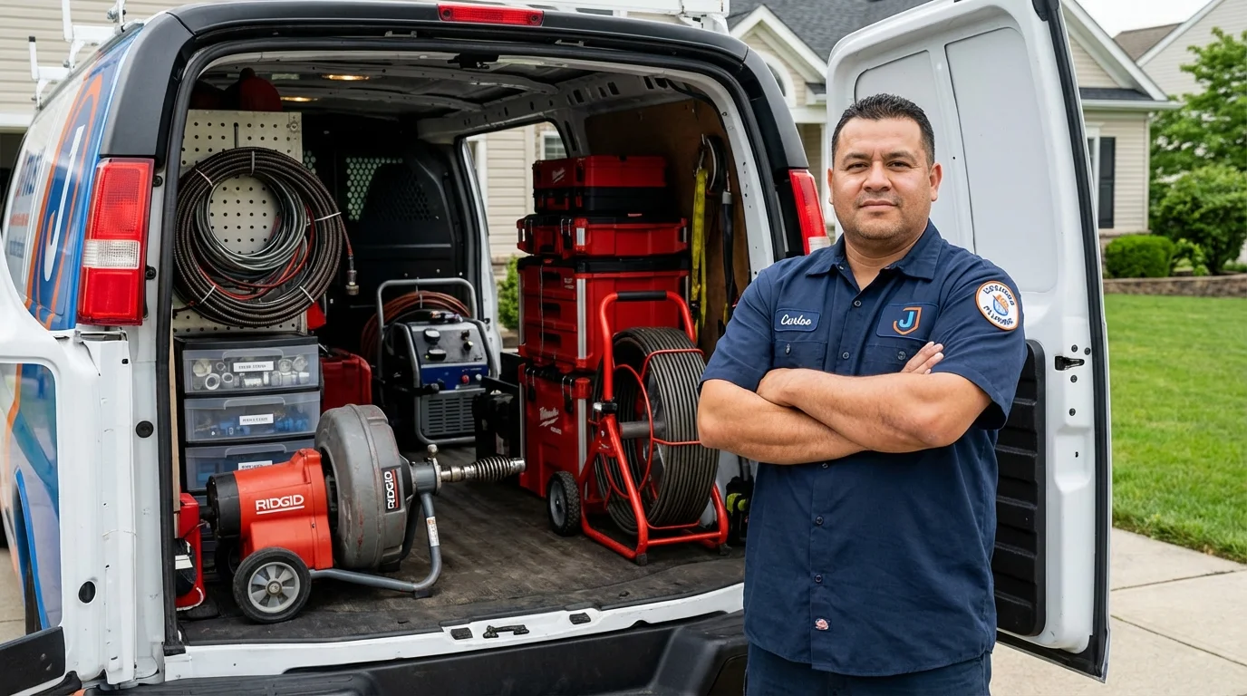 Professional drain cleaning equipment and Johns Plumbing LLC plumber in Harrison